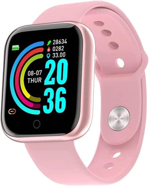 Smart Watch for Girls Boys Kids Teens Men Women with Blood Pressure Monitor Fitness Tracker Call and Message Notification - Rectangular Dial (Pink)