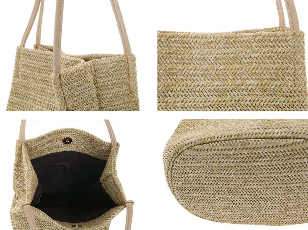 AUFUYAOLIN Straw Bag Women Fashionable Beach Tote Bag Summer Handbag Beach Bag Shoulder Bag