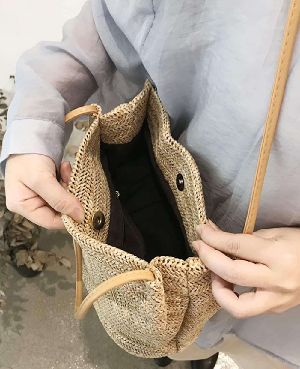 AUFUYAOLIN Straw Bag Women Fashionable Beach Tote Bag Summer Handbag Beach Bag Shoulder Bag