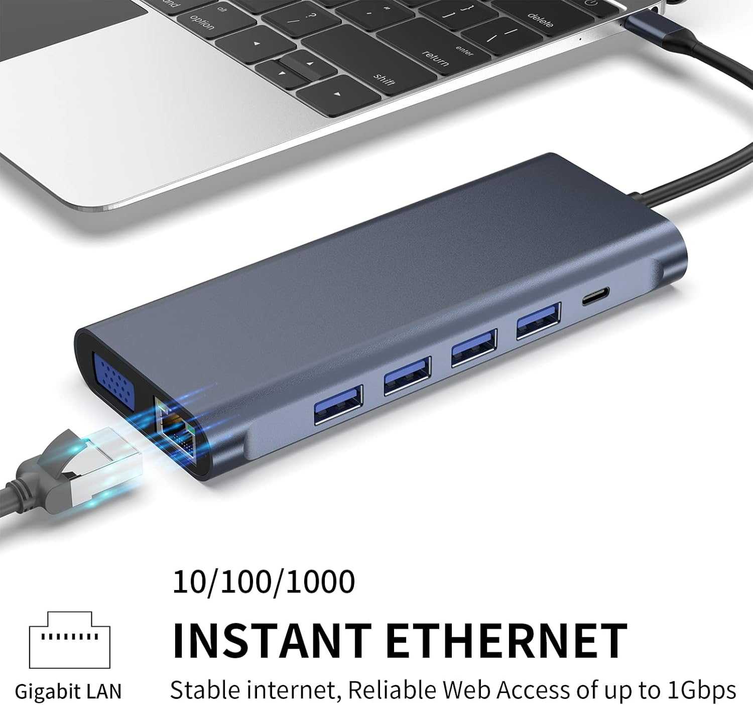 TYPE-C TO HDMI/ Docking Station Hub  4K HDMI, Ethernet, VGA,Audio, USB3.0 TF/SD