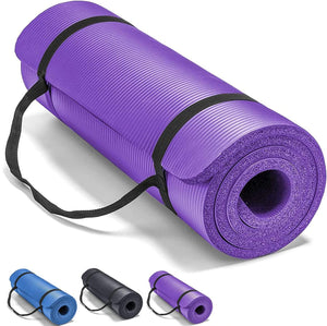 Yoga Mat Non Slip, Yoga Mat with Strap Included 10mm Thick Exercise Mat Ideal for HiiT, Pilates, Yoga and Many Other Home Workouts