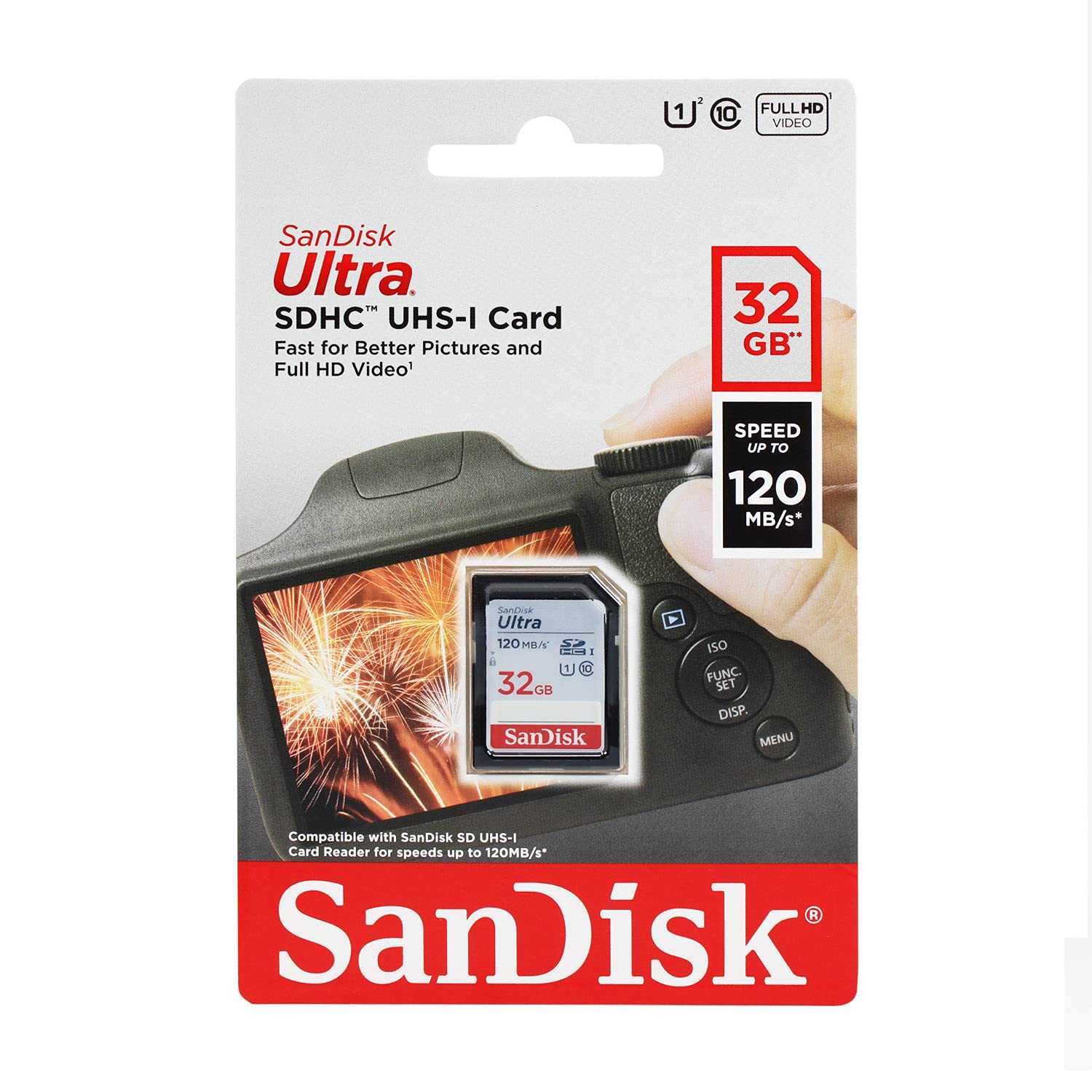 SanDisk Ultra SDHC UHS-I Memory Card - 90MB/s, C10, U1, Full HD, SD Card - SDSDUNR-032G-GN6IN