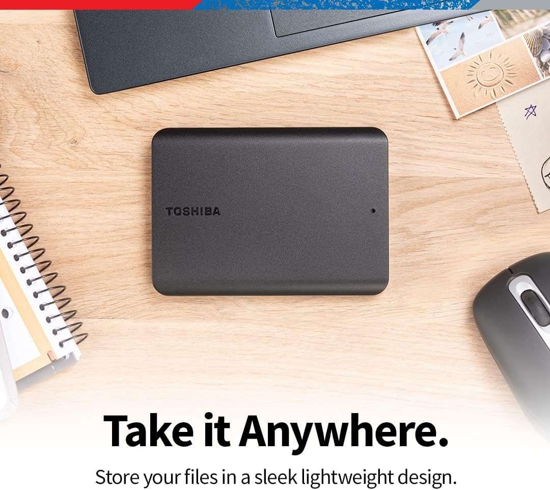 Toshiba Canvio Basics 1TB Portable External Hard Drive USB 3.0, Black - HDTB510XK3AA