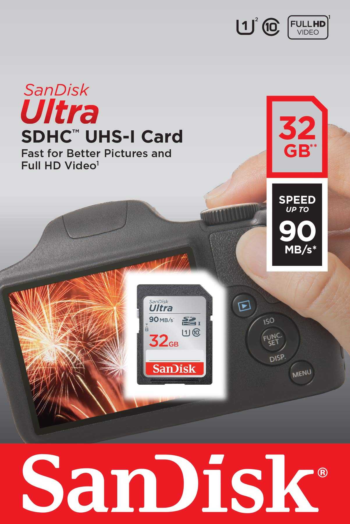 SanDisk Ultra SDHC UHS-I Memory Card - 90MB/s, C10, U1, Full HD, SD Card - SDSDUNR-032G-GN6IN