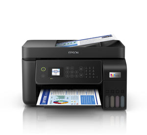 Epson EcoTank L5290 Office ink tank printer A4 colour 4 in 1 with ADF, Wi Fi and Smart Panel Connectivity LCD screen, Black, Compact