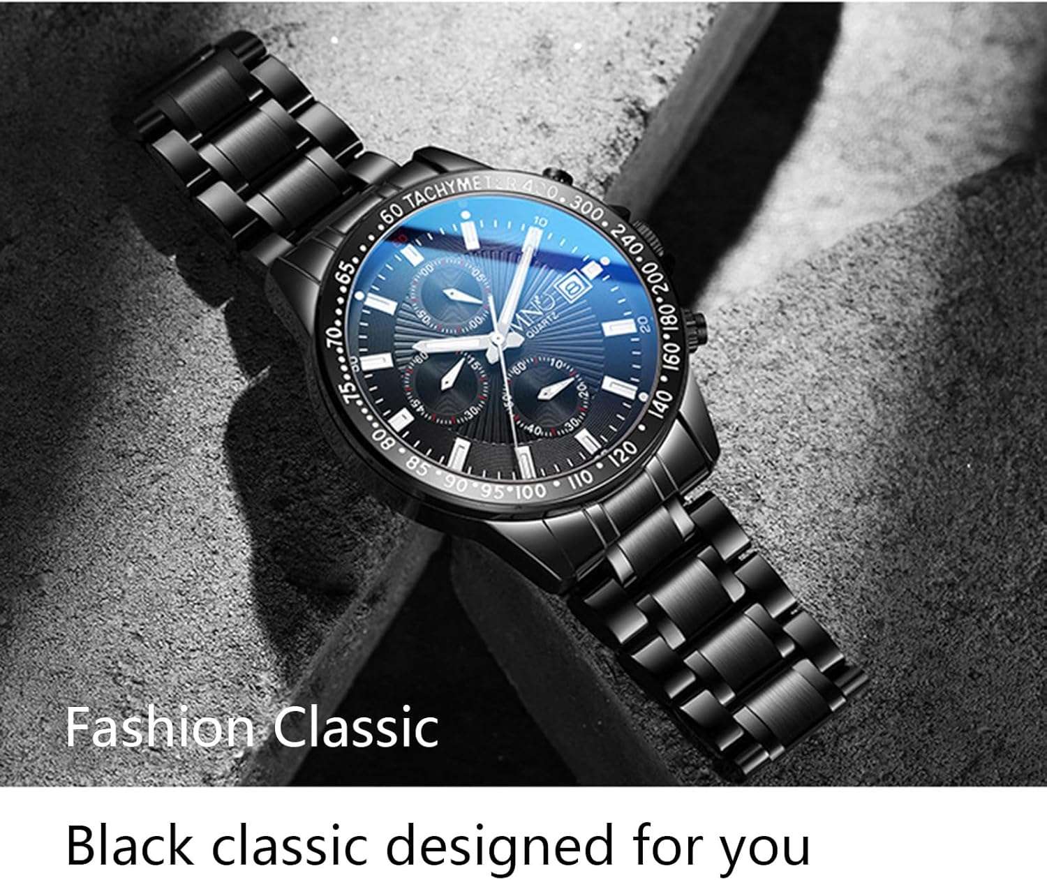 【TTQK】Men's quartz watch cool reflective mirror stainless steel strap fashion multifunction watch 3ATM luminous display chronograph calendar date watch