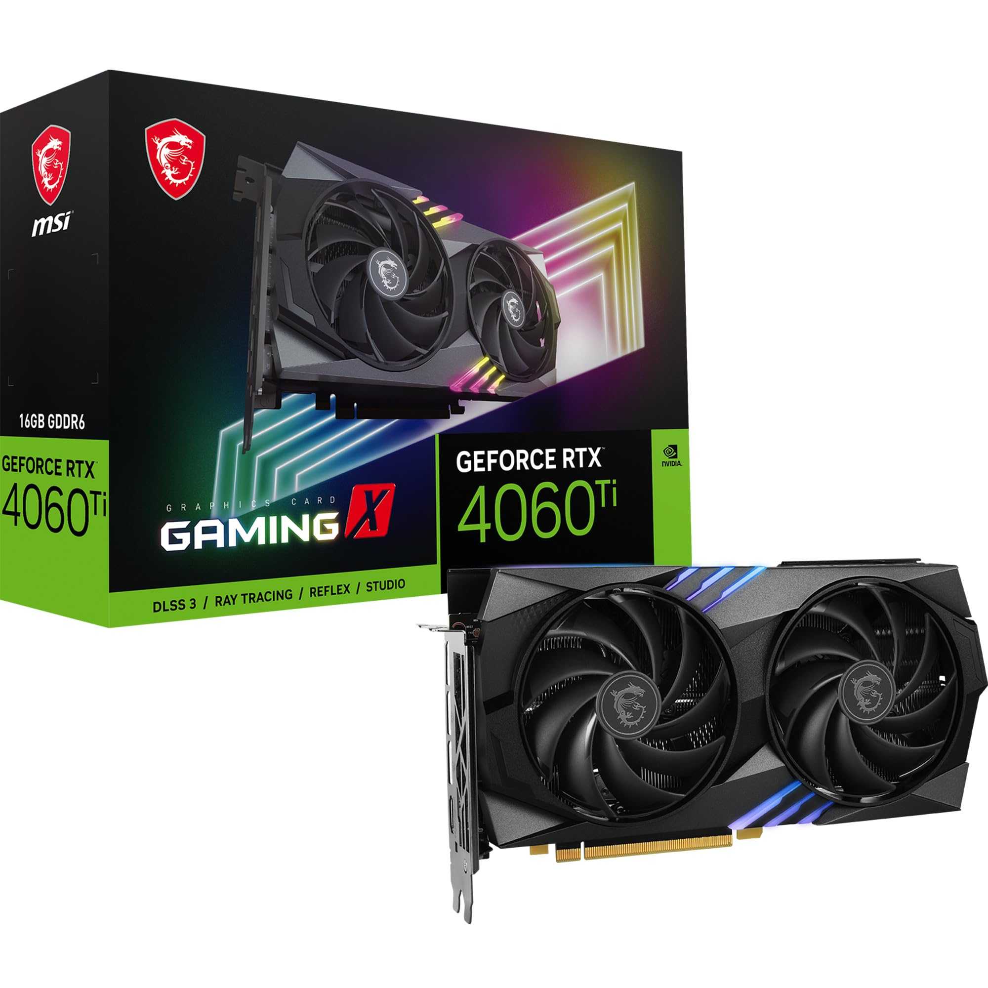 MSI GeForce RTX 4060 Ti Gaming X 8G Graphics Card - RTX 4060 Ti GPU, 8GB GDDR6 (18Gbps/128-bit), PCIe 4.0 - Twin FROZR 9 (2 x TORX Fan 5.0), RGB - HDMI 2.1, DisplayPort 1.4a