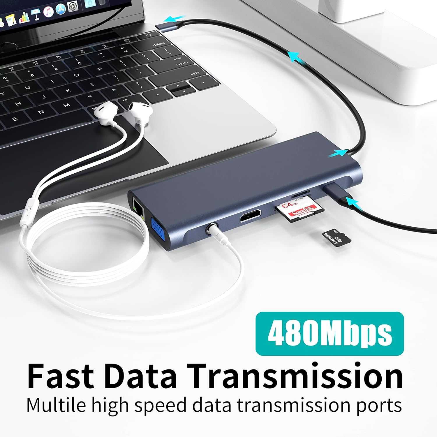 TYPE-C TO HDMI/ Docking Station Hub  4K HDMI, Ethernet, VGA,Audio, USB3.0 TF/SD