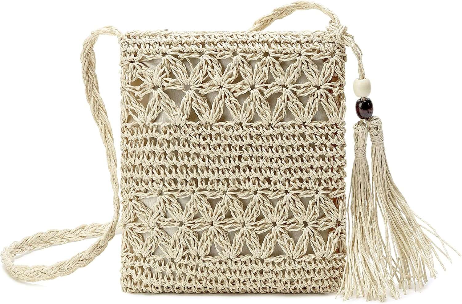 Straw shoulder bag for women