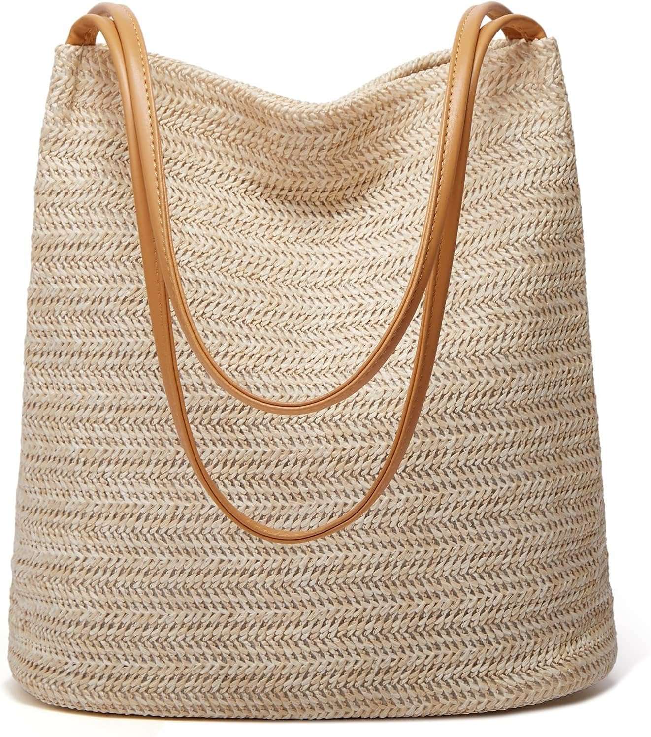 AUFUYAOLIN Straw Bag Women Fashionable Beach Tote Bag Summer Handbag Beach Bag Shoulder Bag