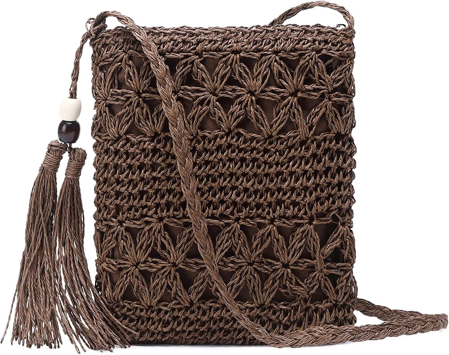 Straw shoulder bag for women