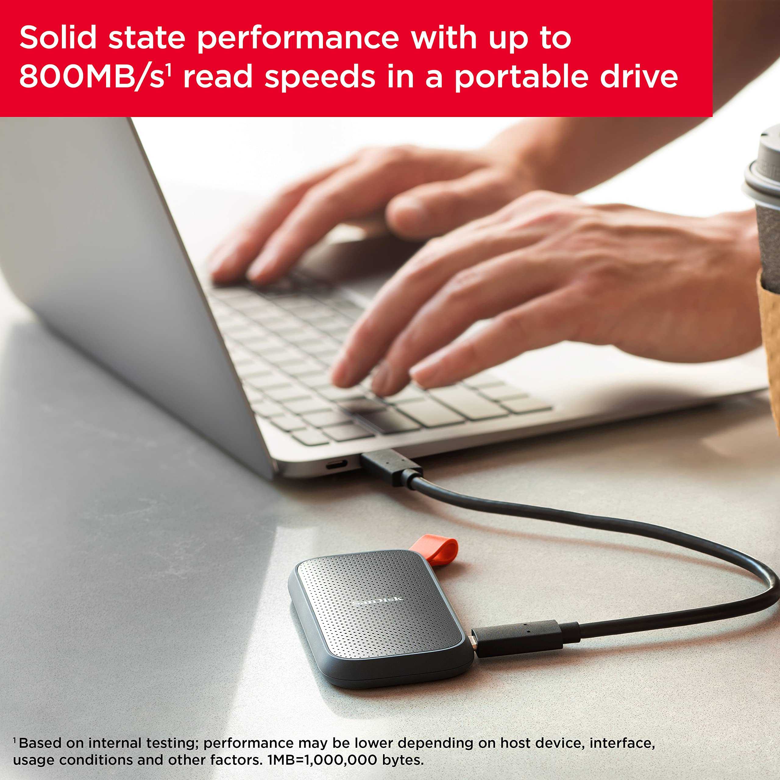 SanDisk 2TB Portable SSD - Up to 800MB/s, USB-C, USB 3.2 Gen 2 - SDSSDE30-2T00-G26
