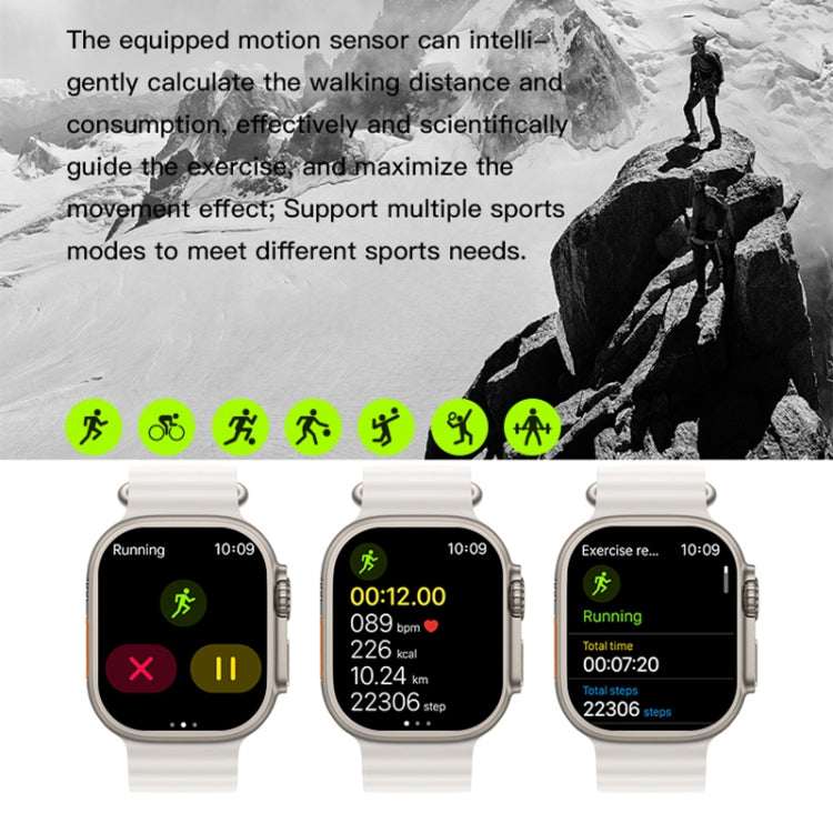 T800 Ultra 1.99 inch Ocean Silicone Band Smart Watch Support Heart Rate