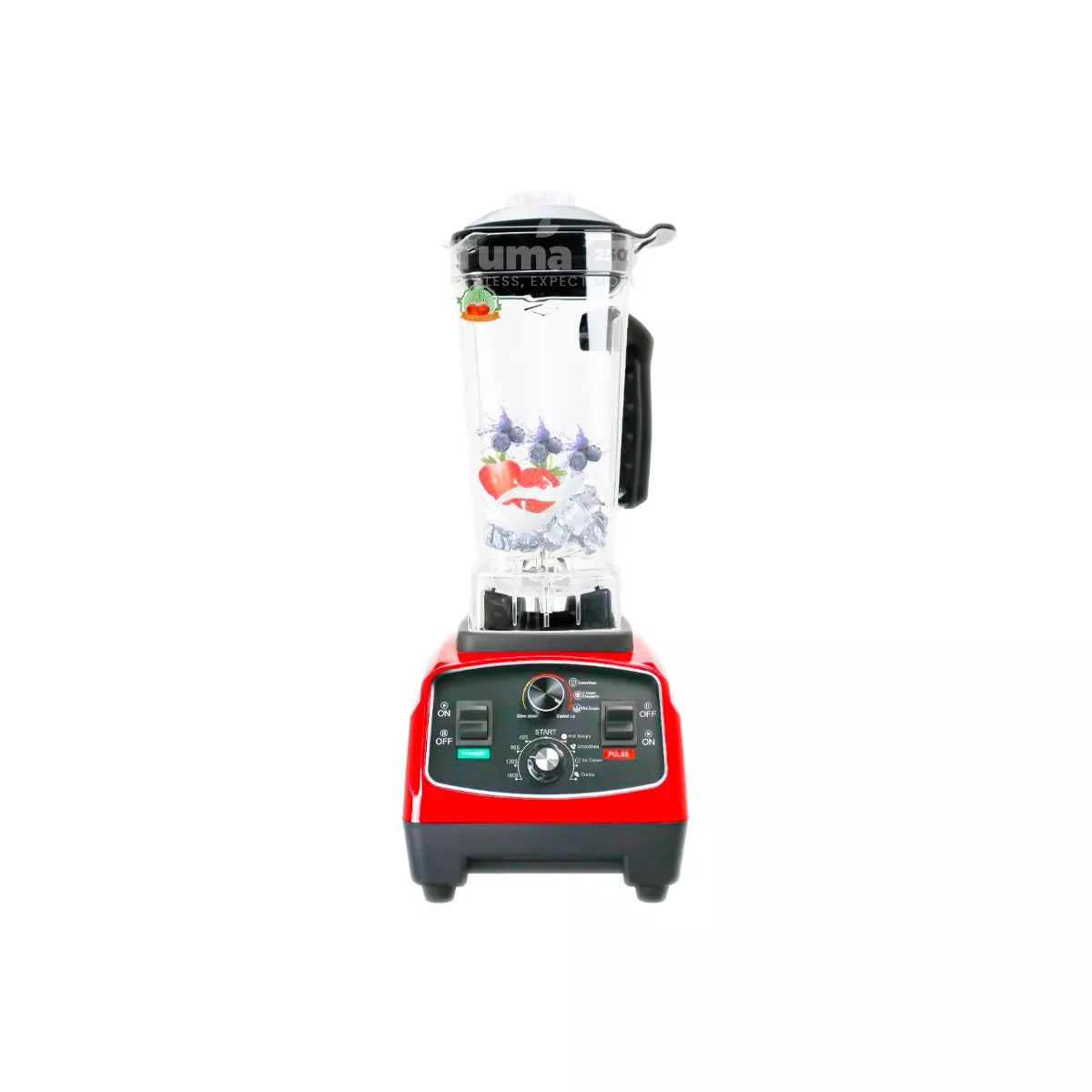 Sayona SB-4529 blender with clear jar and red-and-black base, control dial