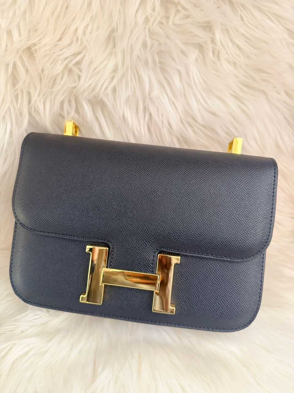 Black Leather Flap Handbag