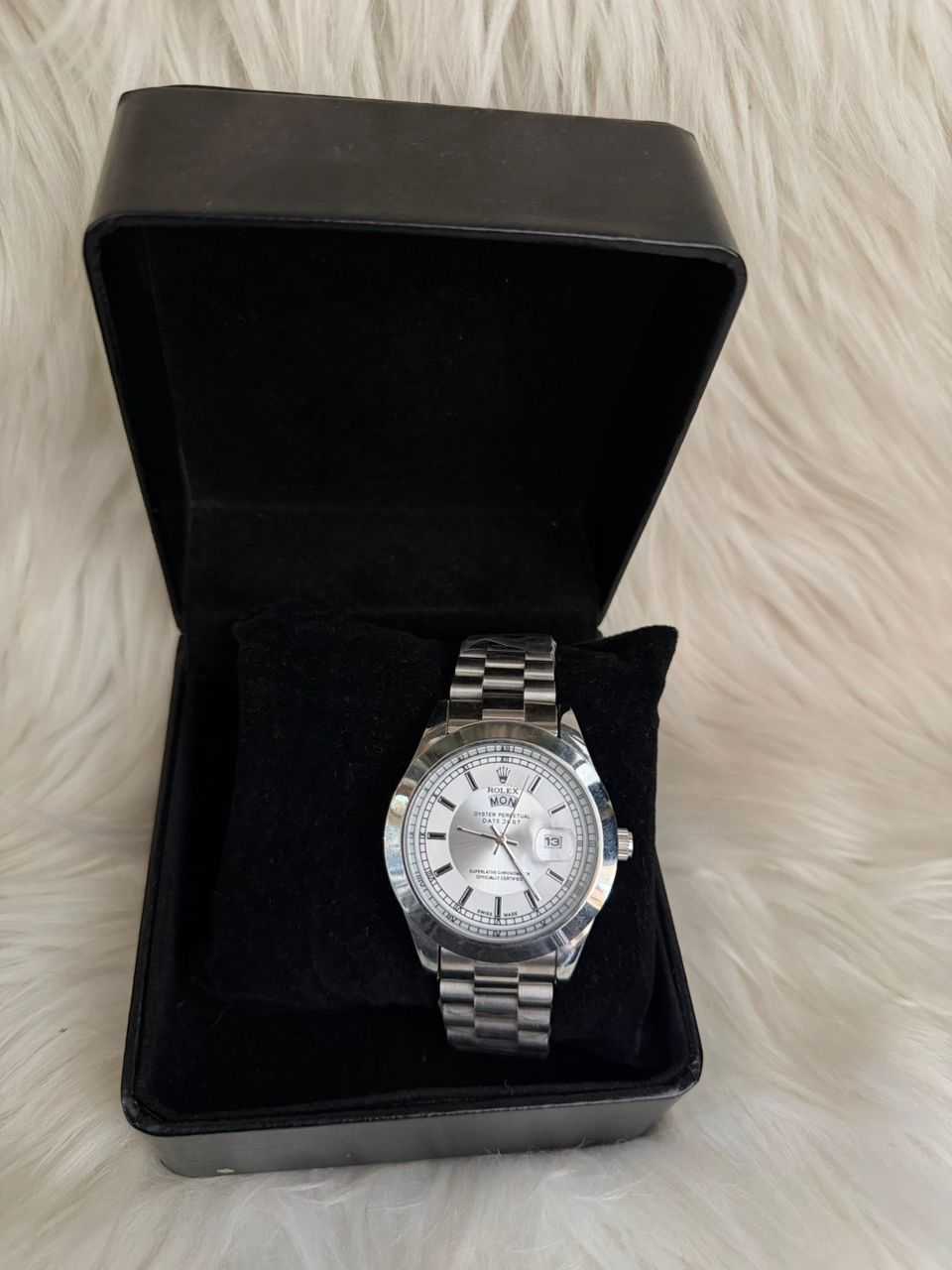 Silver Rolex Day-date Style Watch
