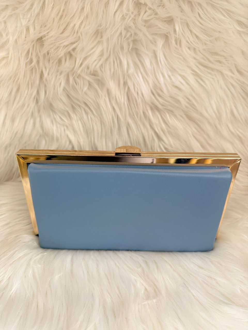 Light Blue Frame Clutch Handbag