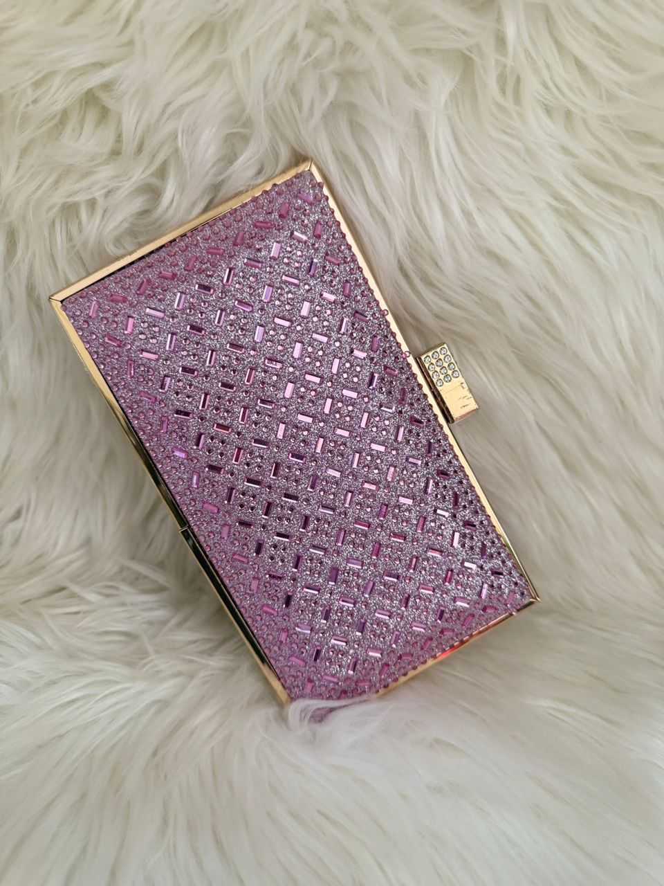 Pink Glitter Clutch Handbag