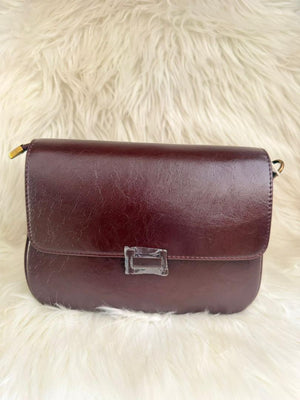 Dark Burgundy Leather Shoulder Bag