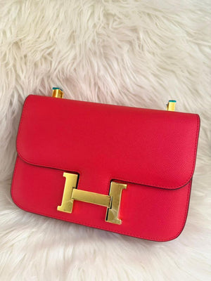 Red Leather Flap Handbag