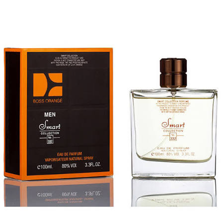 Men's eau de parfum spray bottle with clear glass and dark amber cap