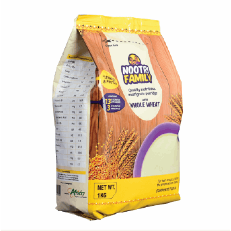 Nootri Family whole wheat cereal bag, yellow top, 1 kg